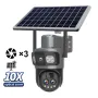 Guudgo Tri-lens Solar Camera 10X Optical Zoom WIFI 4G Wireless PTZ Color Night Vision AI Human Detection Solar Powered Waterproof Outdoor Security Camera