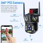 WQJ839P-PW-4 10K UHD Three Screen Wifi Surveillance Camera 20X Optical Zoom Outdoor PTZ Color Night Vision Human Detection Two-way Audio IP66 Waterproof IP CCTV Security Camera