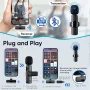 Wireless Lapel Microphone Compatible with iOS Android Smartphones Cordless Omnidirectional Condenser Mic for Interviews Videos Podcasts Vlogs
