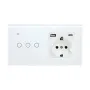 1/2/3Gang Tuya WiFi Smart Touch Switch Socket with USB-A & USB-C Port Voice Control App Remote Live & Neutral Wire Control Work with Amazon Alexa Google Assistant