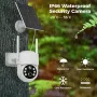 Sovmiku WTD714 4MP HD WiFi PTZ Camera Outdoor Wireless Solar Powered IP Camera Night Vision PIR Motion Detection Two-way Audio Built-in 8000mAh Battery Video IP Surveillance Camera Long Time Standby
