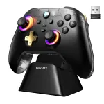 EasySMX D05 Tri-mode Wireless Gaming Controller with Hall Effect Joysticks and Triggers 1000Hz Polling Rate 2.4G Bluetooth Wired RGB Backlit Multi-Platform Support for PC Switch iOS Android Programmable Buttons Turbo Function 5-Level Vibration