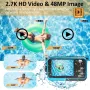 HD368 2.7K 48MP Full HD Underwater Digital Camera 10FT Waterproof Dual Screen 16X Digital Zoom for Snorkelling Swimming