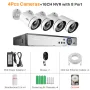 Hiseeu 4K UHD 4CH 8MP PoE Security Camera Kit Color Night Vision Two-way Audio Humanoid Detection Remote APP Viewing Outdoors IP Monitoring Cameras Kit