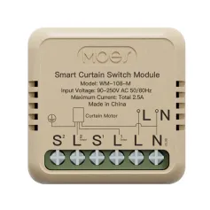 MOES WM-108-M WiFi Tuya Smart Curtain Switch Module 90-250V AC App Remote Motor Steering Calibration Smart Home Automation Voice Control with Alexa Google Assistant