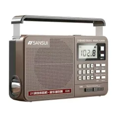 SANSUI E35 Radio portable numérique rétro, haut-parleur HiFi, lecteur de musique basse avec lampe de poche LED, FM, AM, SW, prise en charge de la bande complète, lecture de carte USB TF