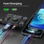 Bluetooth 5.3 Araba Kablosuz FM Verici Radyo Adaptörü PD30W QC3.0 Hızlı Şarj Araba MP3 U Disk HiFi Müzik Çalar Aksesuarları