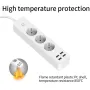 SFC08-1 2200W 10A EU Power Socket with 3 Outlets & 4USB Power Strip with 1.8M Extension Cord