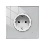 Tuya WiFi Smart 16A EU Socket Glass Panel Outlet Power Monitor Touch Plug Relay Status Light Mode Adjustable Smart Life App Voice Control with Alexa Google Assistant