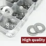 910pcs/200pcs 9 Sizes 304 Stainless Steel Flat Washers Assortment Kit M2 M2.5 M3 M4 M5 M6 M8 M10 M12 Suitable for Electronic Components