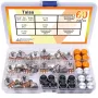 Bộ công tắc biến trở WH148 60PCS B5K/10K/20K/50K/100K Ohm Trục 15mm với núm vặn màu đen/bạc/vàng cho các dự án điện tử điều khiển âm thanh