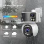 Srihome SH055 8MP WIFI IPカメラ 5倍ズーム 3レンズ 2画面 AIヒューマノイド検知 ナイトビジョン 双方向インターホン HD PTZ ホームセキュリティ CCTV モニターカメラ