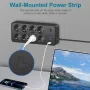 2200W 12-in-1 Multitap Power Strip Socket with 8 AC EU Outlets+3 USB-A+1 USB-C Output Socket with 1.8M AC110-250V Extension Cord Home Office Surge Protector