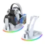 For PS5 Desktop Storage Stand with RGB Light Game Discs/Headphone/Gamepad/Media Player Organization Holder Support JYS-P5128