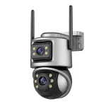 6MP WiFi IP Camera Dual Lens Dual Screen Auto Tracking Color Night Vision 5x Zoom IP66 Outdoor CCTV Security iCSee App EU Plug