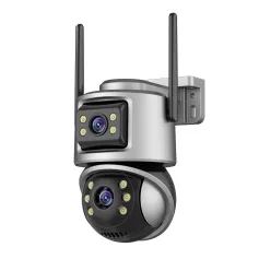 6MP WiFi IP Camera Dual Lens Dual Screen Auto Tracking Color Night Vision 5x Zoom IP66 Outdoor CCTV Security iCSee App EU Plug