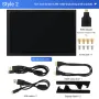 Tela sensível ao toque de 10,1 polegadas para Raspberry Pi IPS, interface multimídia HD capacitiva, 1024x600, 1280x800, alto-falantes duplos de alta resolução, luz de fundo ajustável