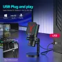 Microfono a condensatore cablato Yanmai GM7, microfono per computer, luce RGB, cancellazione intelligente del rumore, microfono a condensatore cablato USB per PC, laptop, streaming live, podcast, studio, gioco
