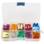 50Pcs 3A-40A Warna Medium Blade Fius Kit Pelbagai -10 Saiz