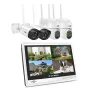 Hiseeu 4HC25 5MP 8CH Kablosuz CCTV Gözetim Kamera Sistemi PTZ WiFi Kamera 12 inç Monitör Renkli Gece Görüşlü İki Yönlü Ses Güvenlik Kameraları Eseecloud APP Alexa Desteği