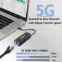 AMNVOLT ANET-5 USB 3.2 to 5GbE Adapter Wired LAN Network Connection for Raspberry Pi 5G/2.5G/1G/100Mbps 5000Mbps USB-C to RJ45 Network Converter