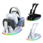 For PS5 Desktop Storage Stand with RGB Light Game Discs/Headphone/Gamepad/Media Player Organization Holder Support JYS-P5128