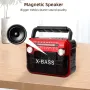 X-BASS Handheld Radio FM AM SW Radio Built-in Magnetic Speaker Support USB BT TF Headphone Music Player with Multi-band Household Flashlight Indoors Outdoors Use