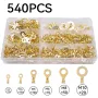 150-540pcs Round Terminal Block Set O-type Lugs Terminals Wire Crimp Connector Cable Terminals Tools Kit M3 M4 M5 M6 M8 M10