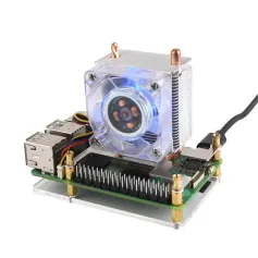 Raspberry Pi 5 RGB Low-Profile ICE Tower CPU Cooling Fan Horizontal/Vertical U-shaped Copper Tube Fin Tower