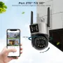 Guudgo 9MP 4K Wifi PTZ Camera with Three Lens Dual Screen 8X Digital Zoom Night Vision Human Detection 3MP+3MP+3MP Video Surveillance Street Security Camera EU Plug