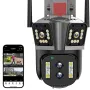 Telecamera PTZ per esterni con tripla telecamera 4MP+4MP+4MP, zoom 10X, Wi-Fi, monitoraggio automatico, audio bidirezionale, quattro obiettivi, tre schermi, telecamera di sorveglianza di sicurezza CCTV