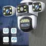 10K UHD WiFi 6 PTZ Kamera 20MP Wayarles Luaran 10X Zum Empat Skrin Empat Kanta Penjejakan Automatik Interkom Dua hala Kamera CCTV Keselamatan Kalis Air
