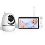 ABM501 5 Inch WIFI IP Camera Baby Monitor Video Babyphone Camera PTZ Zoom Night Vision Temperature Sensor Lullaby 24H Battery WiFi-Free Secure Connection
