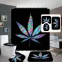Bakeey Plant Leaves Printed Curtain For Bathroom Shower Anti-slip Bath Mat Sets Toilet Cover Kitchen Carpet-4-piece Set