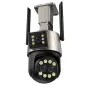 Guudgo 9MP 4K Wifi PTZ Camera with Three Lens Dual Screen 8X Digital Zoom Night Vision Human Detection 3MP+3MP+3MP Video Surveillance Street Security Camera EU Plug