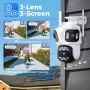 Hiseeu WSA18 8MP 4K 5X Zoom WiFi PTZ IP Camera Three Lens Three Screen Outdoor Camera Auto Tracking 2-Way Audio Video Surveillance CCTV Camera P2P ICSEE APP