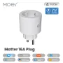 MOES Tuya Smart Matter Plug WiFi Socket 16A Outlet Power Monitor Пульт дистанционного управления Голосовое управление Работа с Alexa Google Assistant