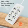 F06 2500 W UE Plugue CA Tomada Régua de Energia Cabo de Extensão Multitap Tomada Elétrica com 4 Portas USB + Tipo C Carregamento Rápido Tomadas Inteligentes para Casa