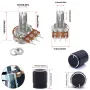 Bộ công tắc biến trở WH148 60PCS B5K/10K/20K/50K/100K Ohm Trục 15mm với núm vặn màu đen/bạc/vàng cho các dự án điện tử điều khiển âm thanh