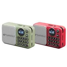 SANSUI U1 FM Radio Portable bluetooth Speaker Built-in Dual Magnetic Speakers Support TF Card U Disk 3.5mm AUX Playback Rechargeable Digital MP3 Player with Lanyard