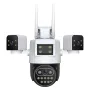 6MP WIFI IP Camera Triple Lens and View 360-Degree Panorama Night Vision Two-Way Audio Motion Detection Remote Monitoring IP66 Waterproof Outdoor Security EU Plug
