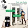 Solar Wifi IP Camera Outdoor 1080P HD Wireless Security Surveillance Color Night Vision Two-Way Audio Solar Powered IP66 Waterproof Motion Alerts