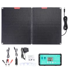 Painel solar dobrável ETFF 12V 60W 30A 60A 100A Carregador de bateria externo à prova d'água para celulares, câmera, tablet, PC, carro com controlador PD QC3.0 MTTP
