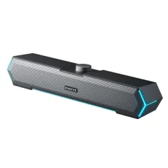 Havit M19 Computer Speaker bluetooth Soundbar Dual 52mm Speakers Dual Bass Diaphragm RGB Light 3.5mm Wired Knob-type Desktop Speaker USB Power Supply