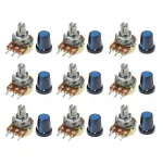 9Pcs/Set WH148 Potentiometer Resistor with Nuts and Potentiometer Button Cap Adjustable Knob for B1K/B2K/B5K/B10K/B20K/B50K