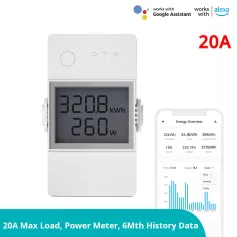 Sonoff POW Elite 20A Interruptor de Medidor de Energia Inteligente Wi-Fi Controlador de Energia Inteligente Histórico de Consumo de 6 Meses Proteção contra Sobrecarga de Dados Assistido por Alexa Google Home POWR320D