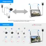 Hiseeu 4HC25 5MP 8CH Kablosuz CCTV Gözetim Kamera Sistemi PTZ WiFi Kamera 12 inç Monitör Renkli Gece Görüşlü İki Yönlü Ses Güvenlik Kameraları Eseecloud APP Alexa Desteği