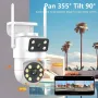 4MP Dual Lens Tuya Wifi Camera PTZ Outdoor 4K Wireless Dual Screen Security Camera Auto Tracking Monitoring Video Surveillance EU Plug