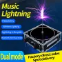 Müzik Tesla Bobini Bluetooth/AUX Çift Modlu Müzik Kutusu 48V Giriş Şeffaf Akrilik Yapay Aydınlatmalar Dokunulabilen Bilim Deneyleri Ses Girişi