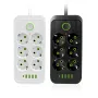 F06 2500 W UE Plugue CA Tomada Régua de Energia Cabo de Extensão Multitap Tomada Elétrica com 4 Portas USB + Tipo C Carregamento Rápido Tomadas Inteligentes para Casa